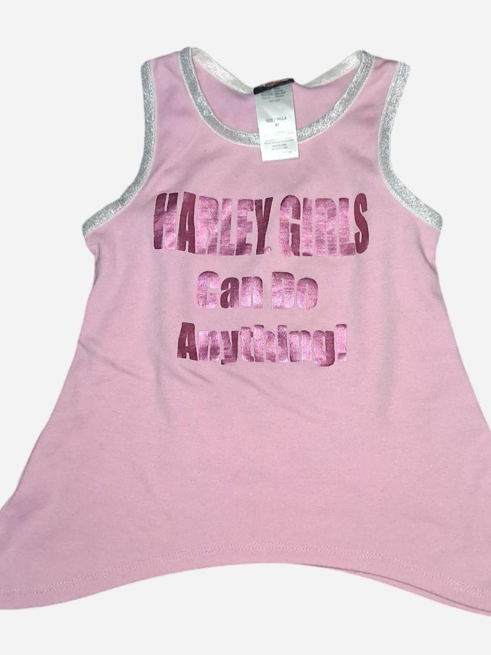 Harley-Davidson Pink Tank Top with Metallic Pink Slogan